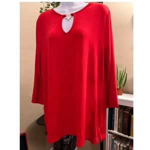 CHICOS, cherry pop top, size: 2